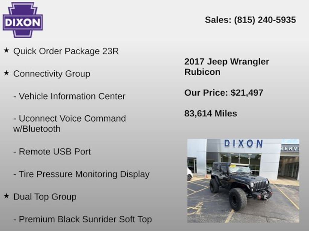 Used 2017 Jeep Wrangler Rubicon SUV
