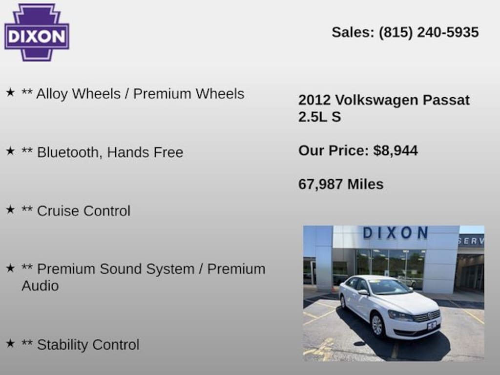 Used 2012 Volkswagen Passat 2.5 S Sedan