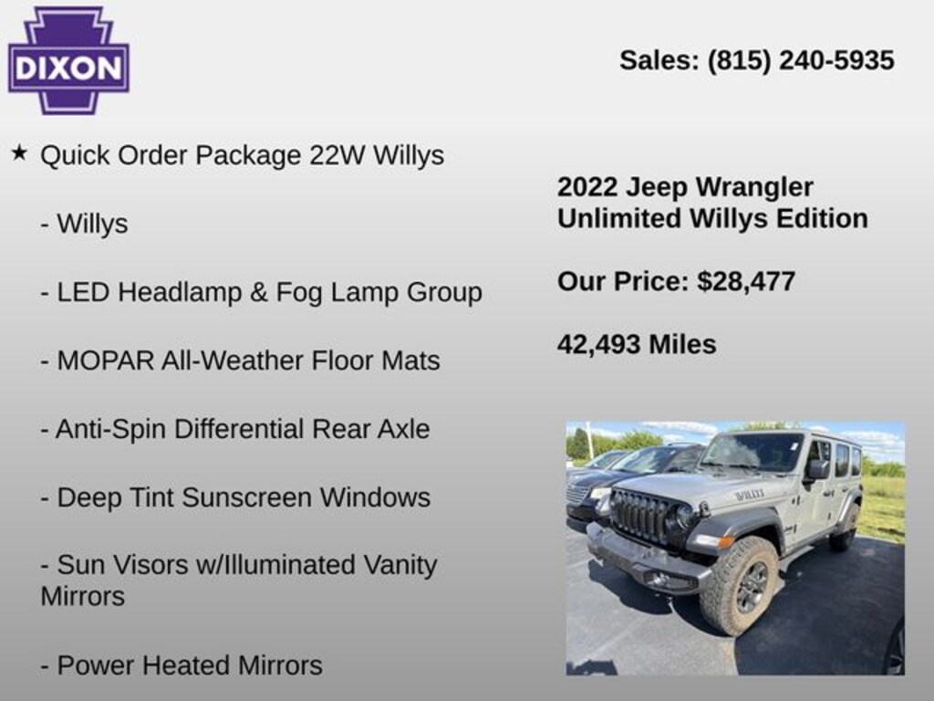 Used 2022 Jeep Wrangler Unlimited Willys SUV