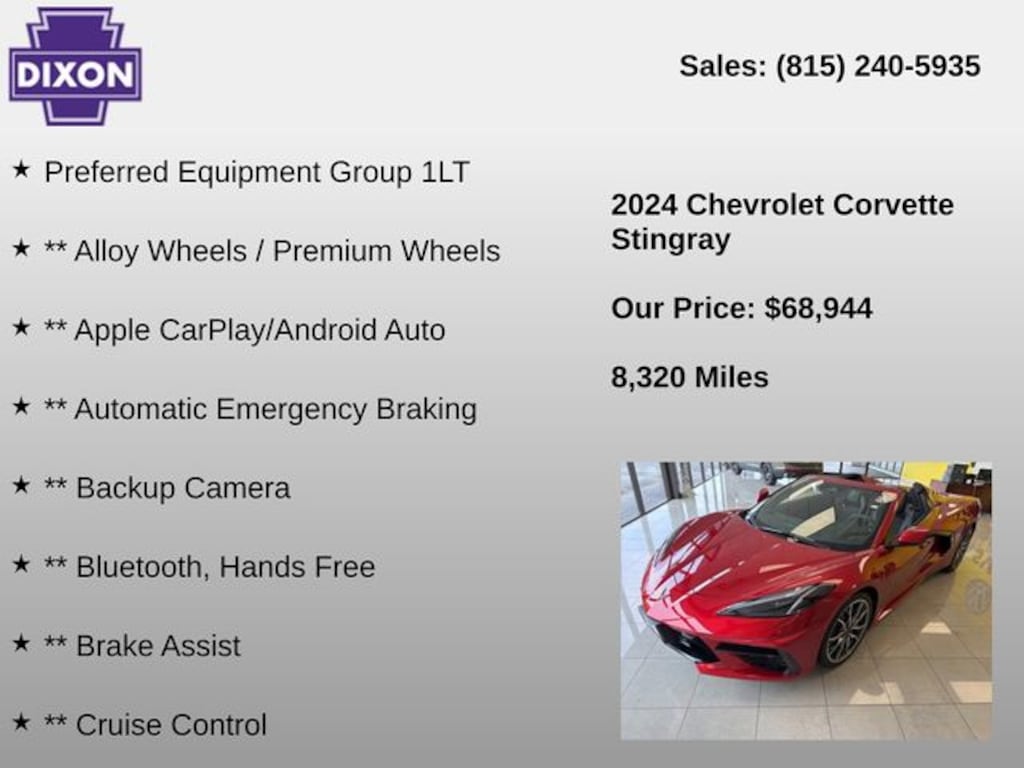 Used 2024 Chevrolet Corvette Stingray Convertible