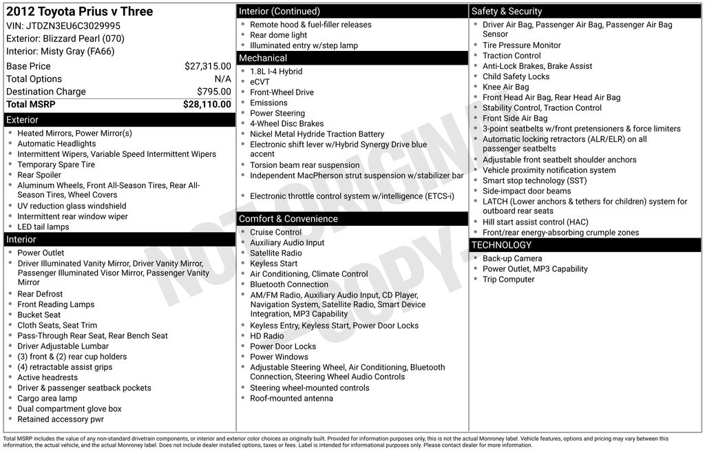 2012 Toyota Prius v's photo