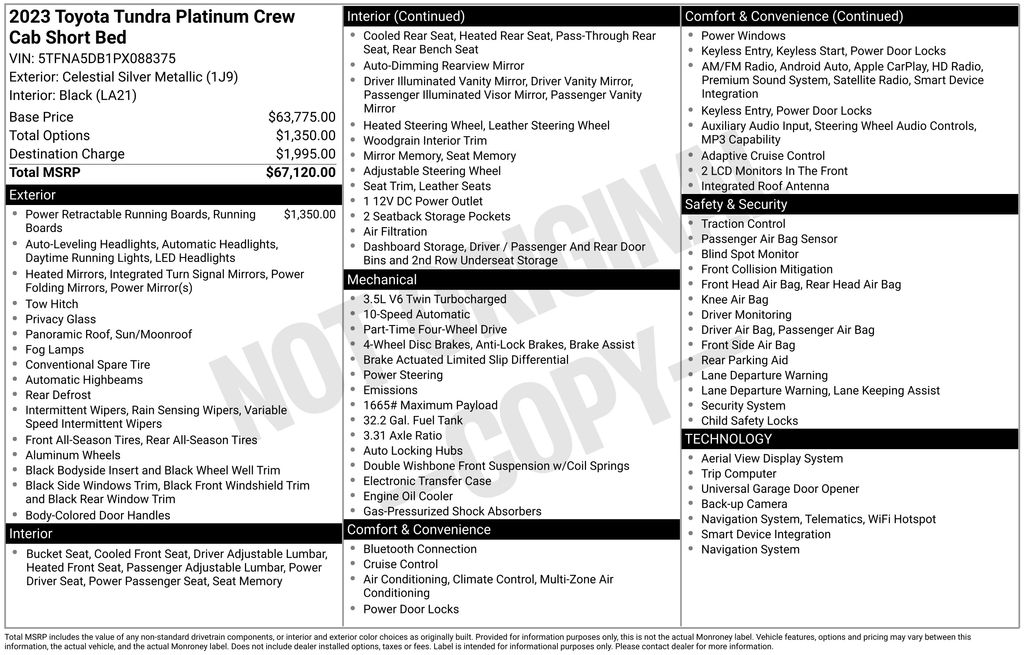 2023 Toyota Tundra Platinum 3.4L 4WD CrewMax 5.5' Bed's photo