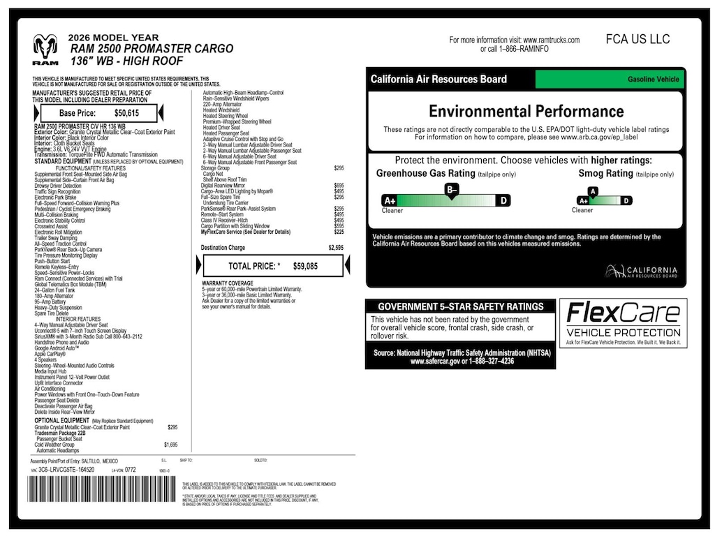 New 2026 Ram ProMaster 2500 High Roof Cargo Van