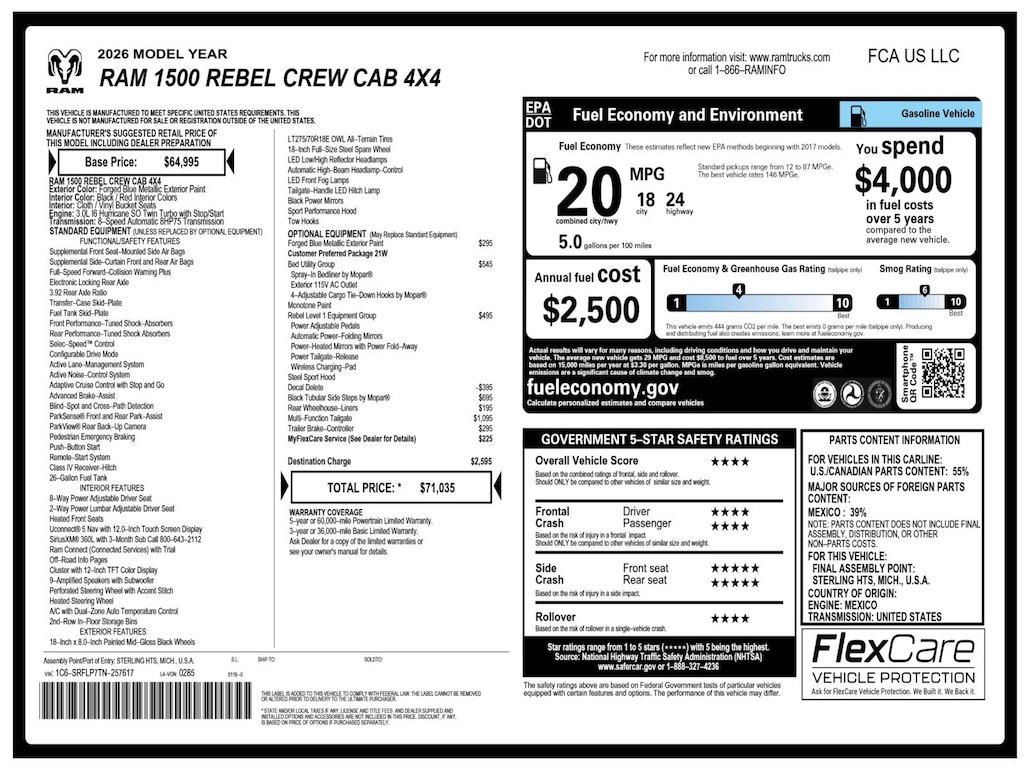 New 2026 Ram 1500 Rebel Pickup