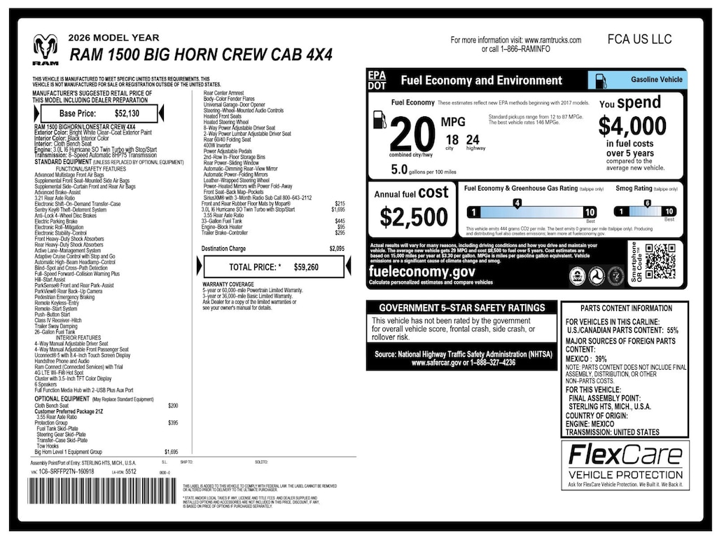 New 2026 Ram 1500 Big Horn/Lone Star Pickup
