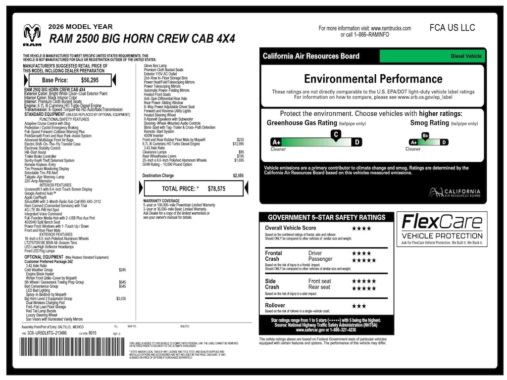 New 2026 Ram 2500 Big Horn Pickup
