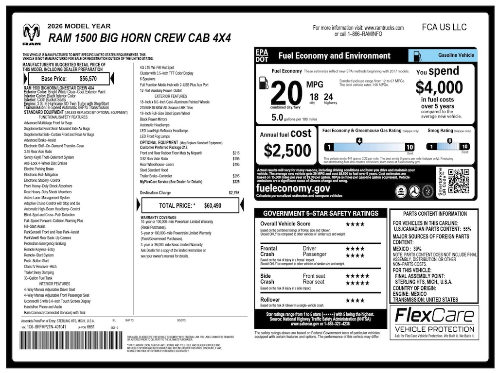 New 2026 Ram 1500 Big Horn/Lone Star Pickup