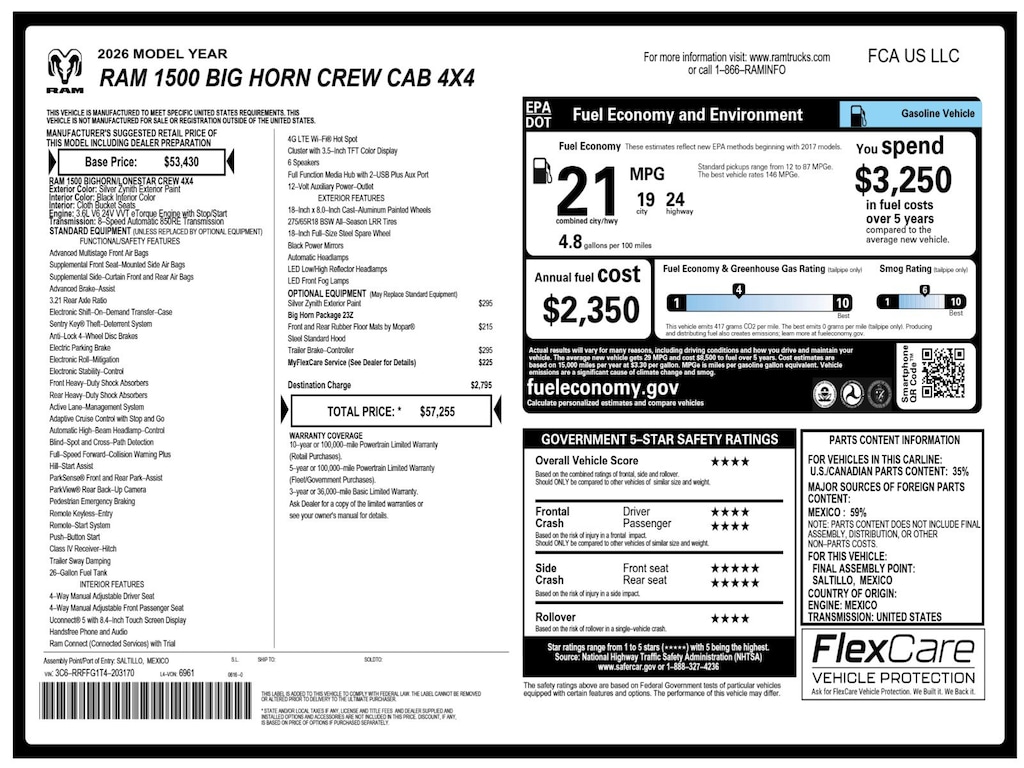 New 2026 Ram 1500 Big Horn/Lone Star Pickup