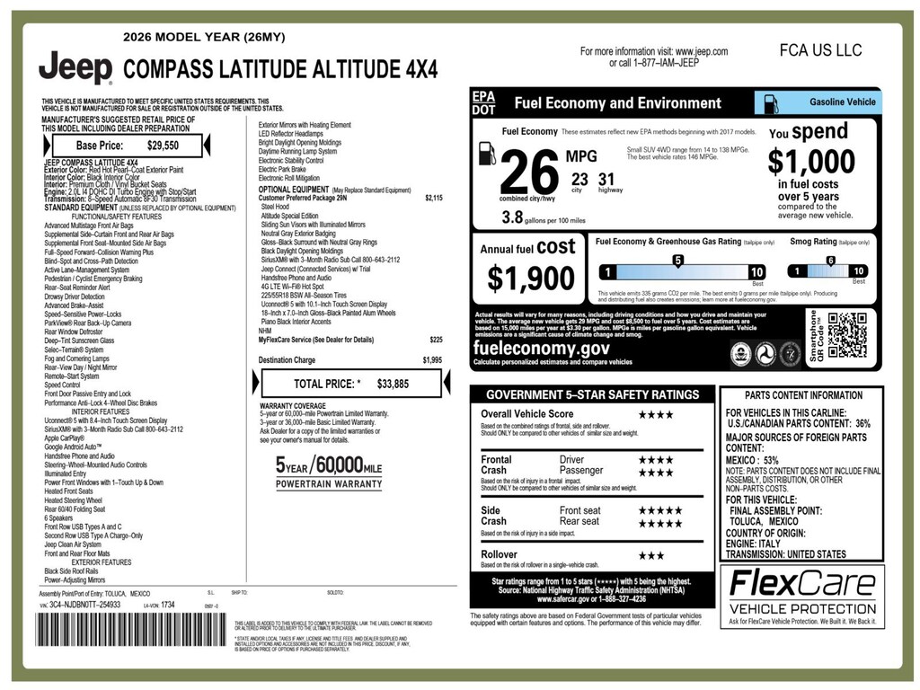 New 2026 Jeep Compass Latitude Sport Utility
