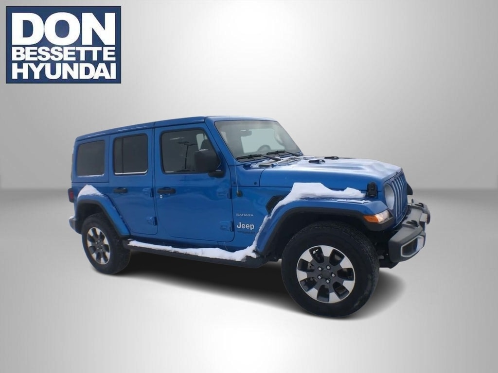 Used 2022 Jeep Wrangler Unlimited Sahara with VIN 1C4HJXEG1NW181452 for sale in Minot, ND