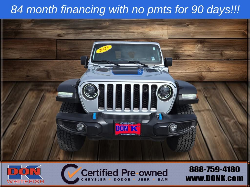 Certified 2023 Jeep Wrangler 4xe Rubicon 4XE with VIN 1C4JJXR67PW703121 for sale in Whitefish, MT