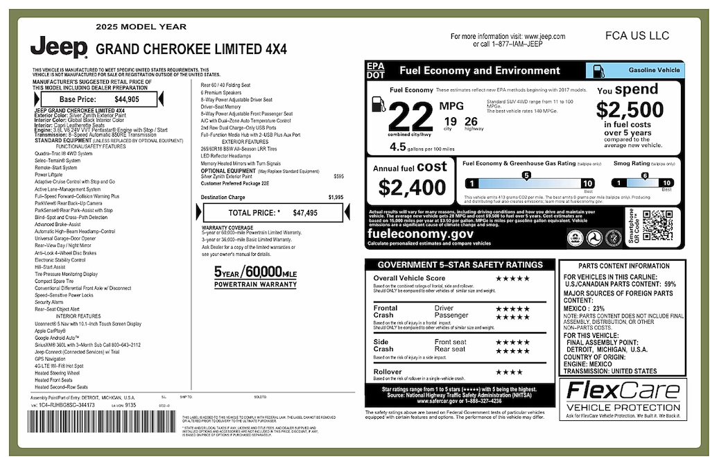 New 2025 Jeep Grand Cherokee Limited 4x4 Sport Utility