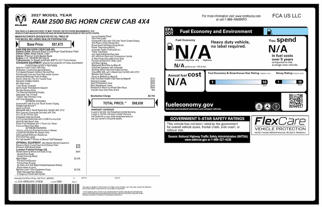 New 2027 Ram 2500 Big Horn Pickup