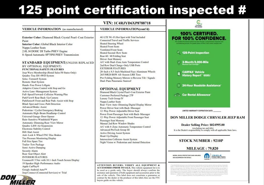 Certified 2023 Jeep Grand Cherokee Overland 4xe with VIN 1C4RJYD6XP8788718 for sale in Madison, WI