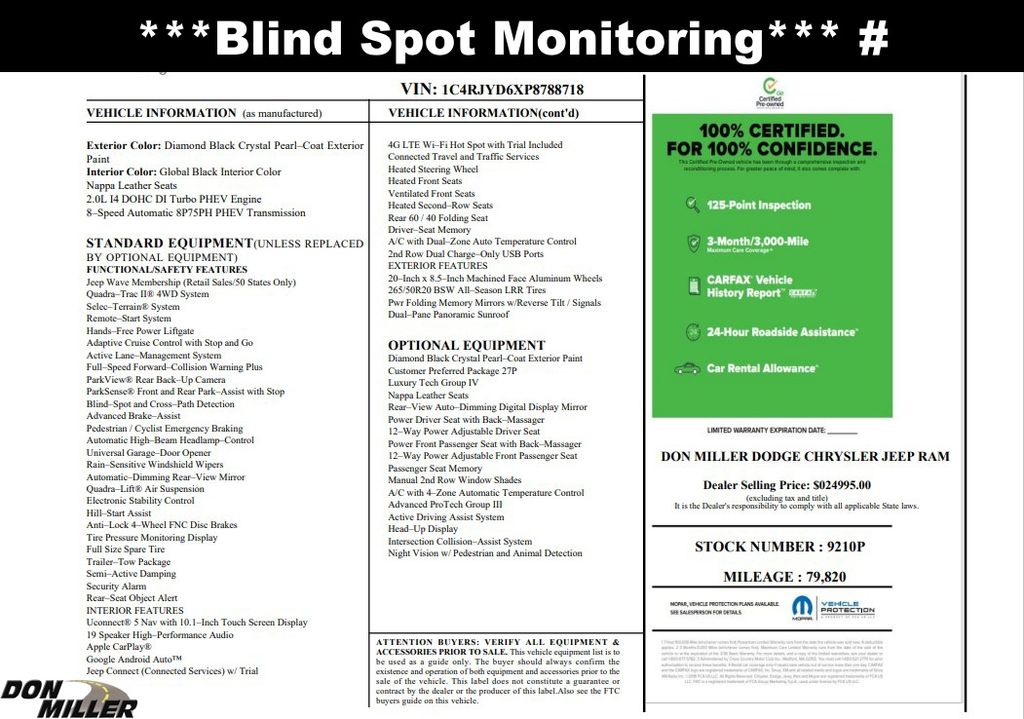 Certified 2023 Jeep Grand Cherokee Overland 4xe with VIN 1C4RJYD6XP8788718 for sale in Madison, WI