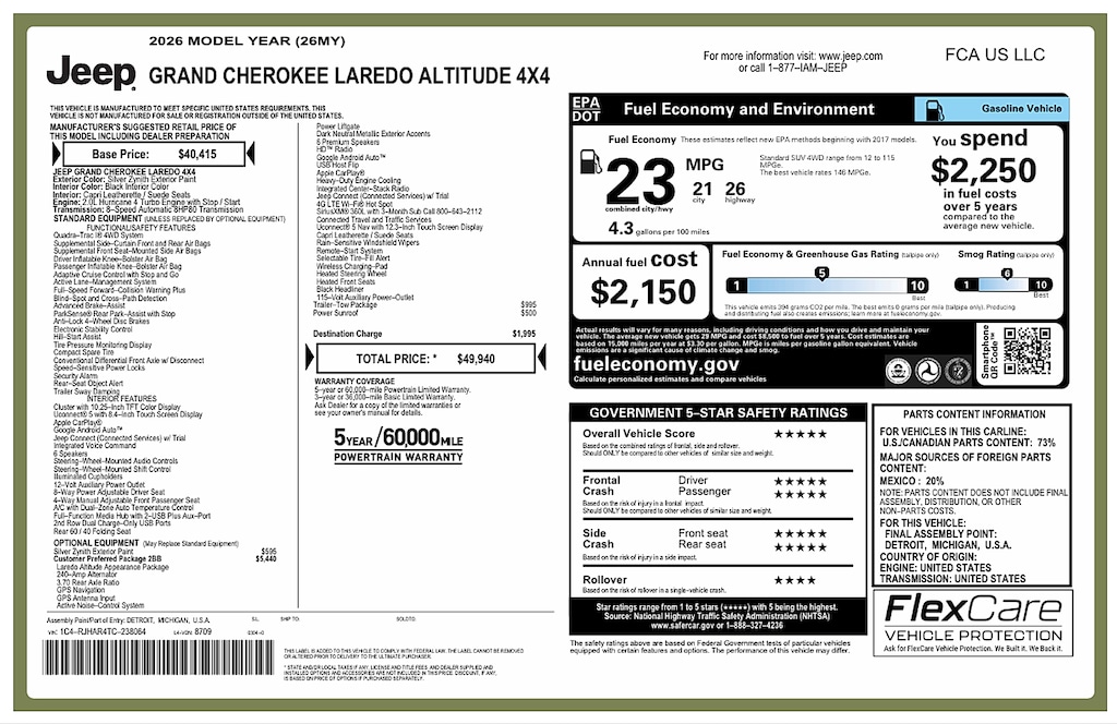 New 2026 Jeep Grand Cherokee Laredo Altitude Sport Utility