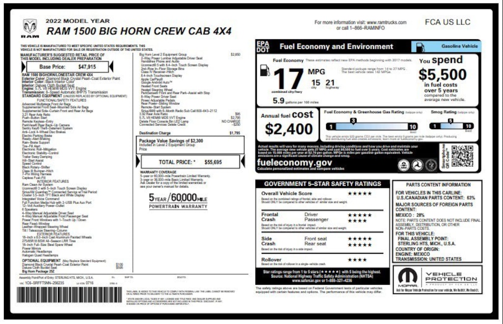 Used 2022 Ram 1500 Big Horn/Lone Star Truck Crew Cab