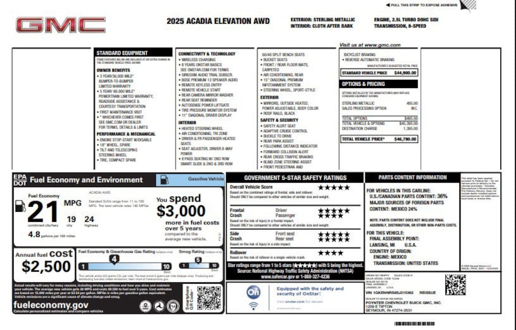 Used 2025 GMC Acadia Elevation SUV