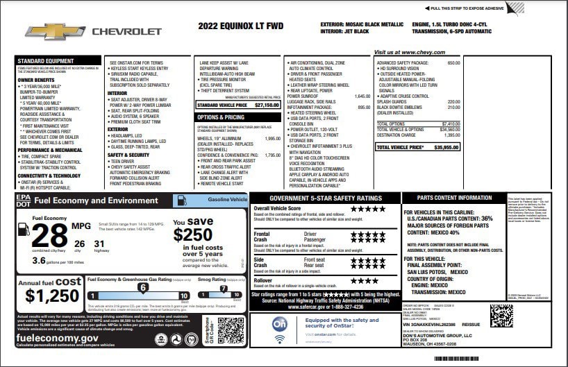 Used 2022 Chevrolet Equinox LT with VIN 3GNAXKEV5NL262386 for sale in Wauseon, OH