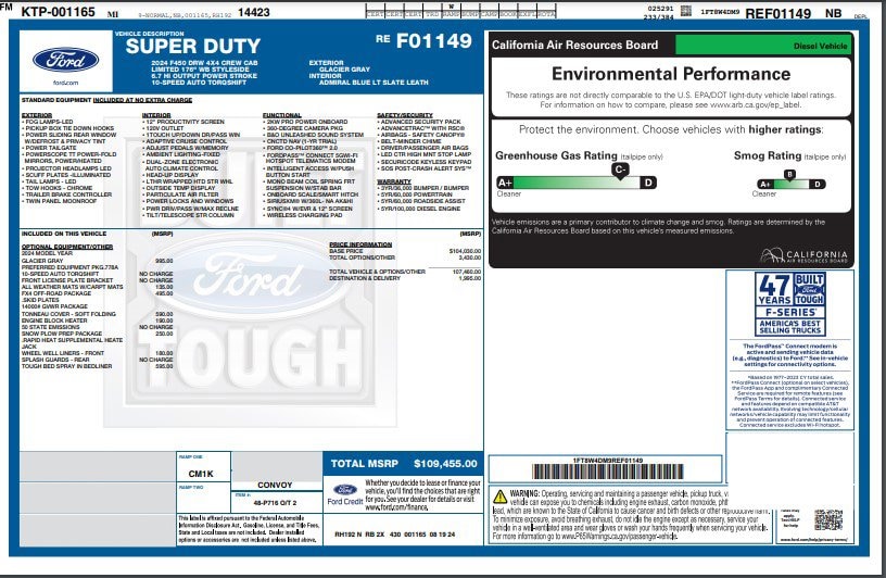 Used 2024 Ford F-450 Super Duty Limited with VIN 1FT8W4DM9REF01149 for sale in Wauseon, OH