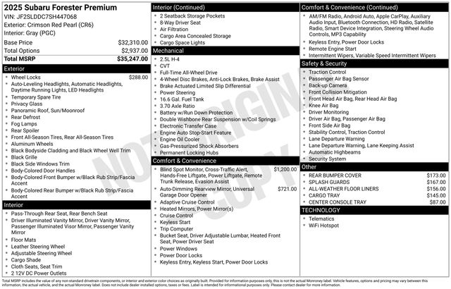 2025 Subaru Forester Premium -
                  Yorkville, NY