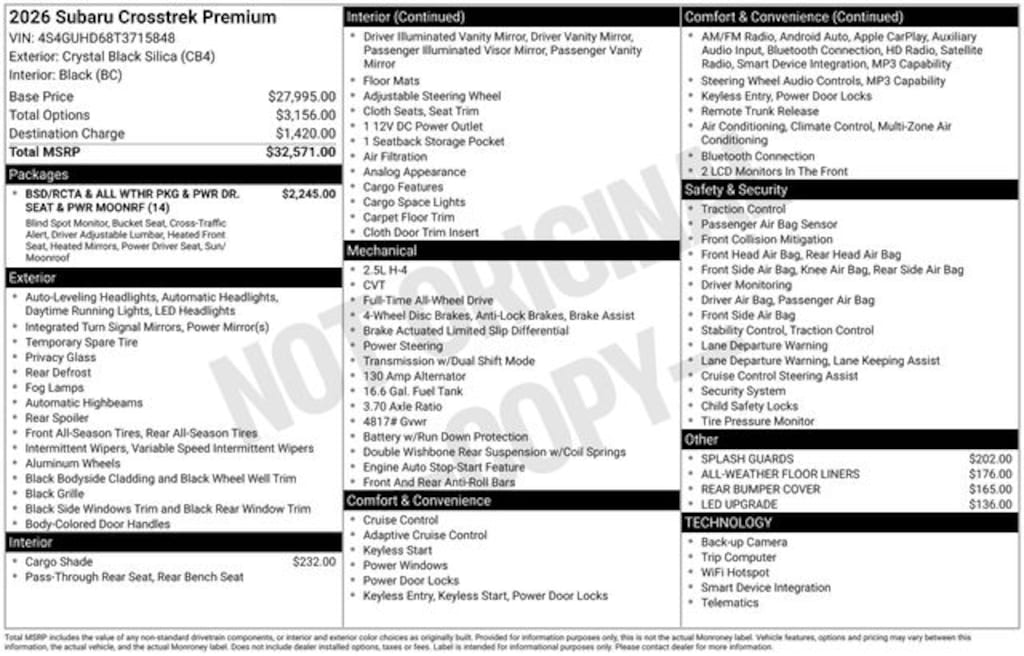 New 2026 Subaru Crosstrek Premium SUV