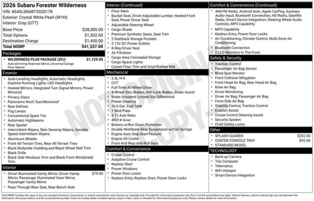 New 2026 Subaru Forester Wilderness SUV