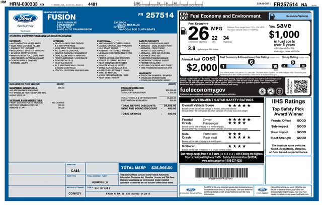 2015 Ford Fusion SE -
                  Yorkville, NY