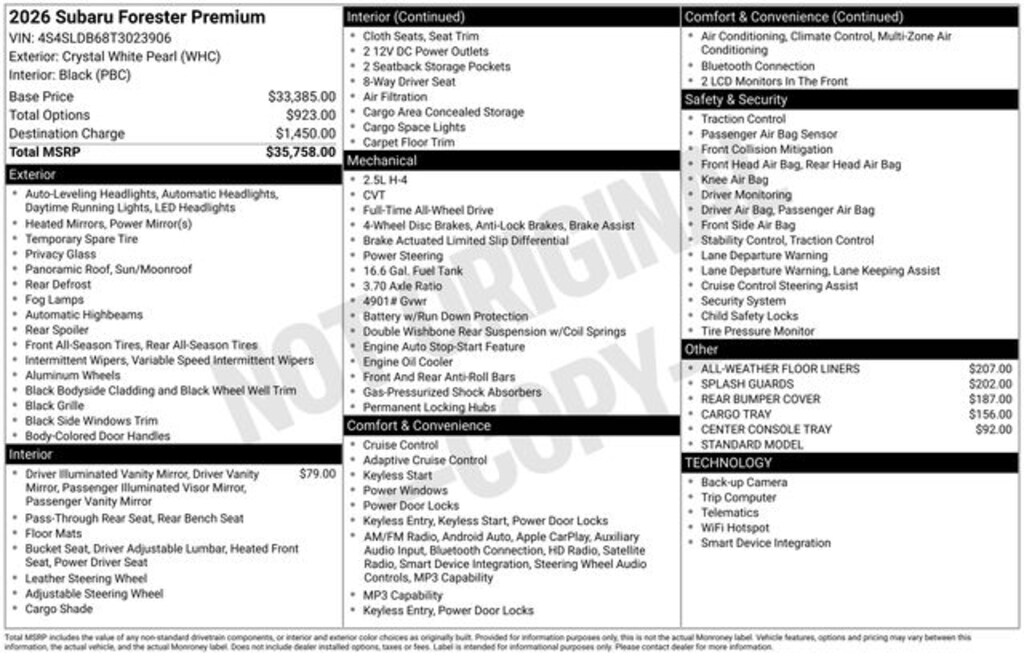 New 2026 Subaru Forester Premium SUV