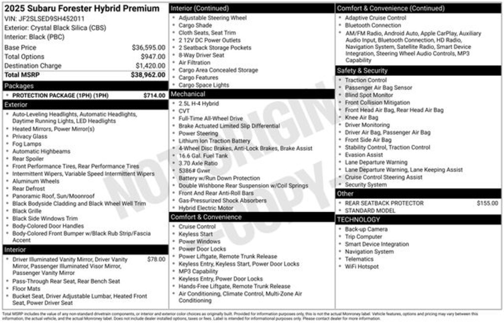 New 2025 Subaru Forester Hybrid Premium SUV