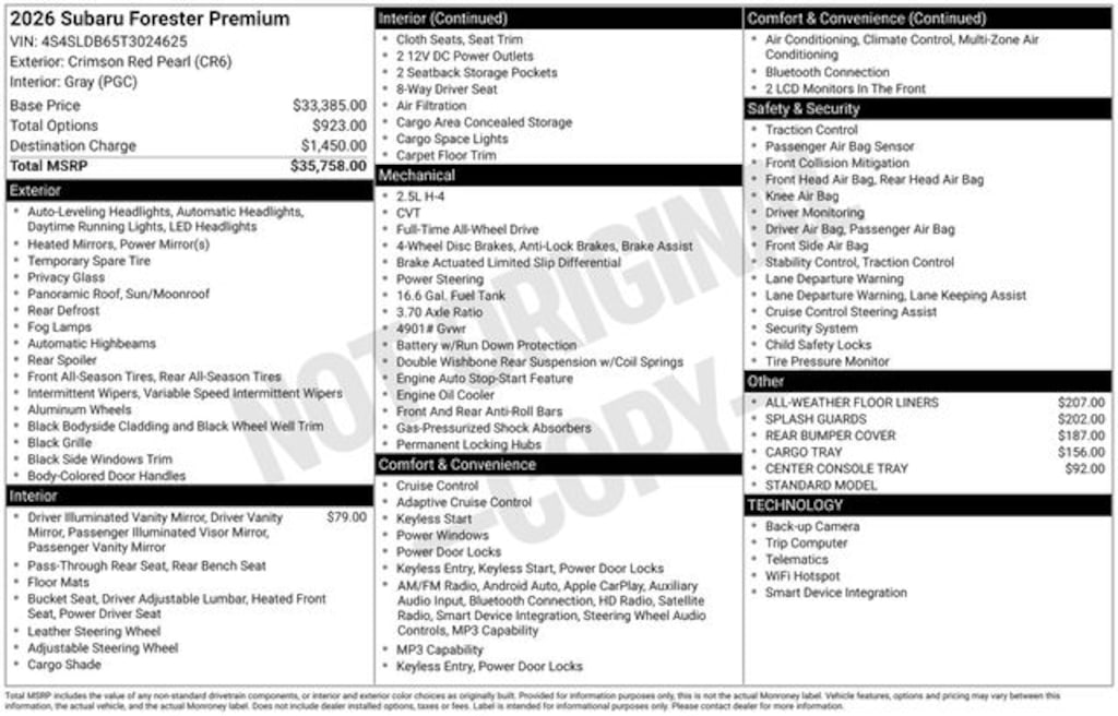 New 2026 Subaru Forester Premium SUV