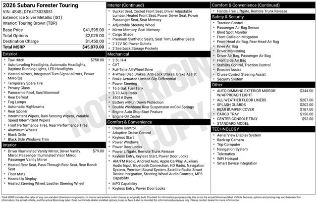2026 Subaru Forester Touring's photo