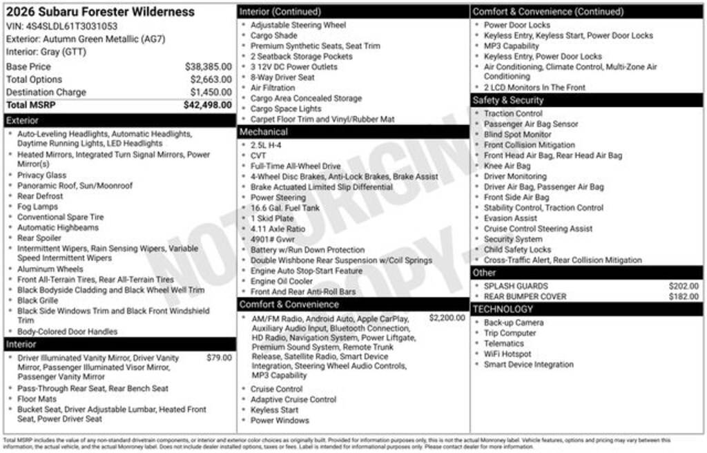 New 2026 Subaru Forester Wilderness SUV