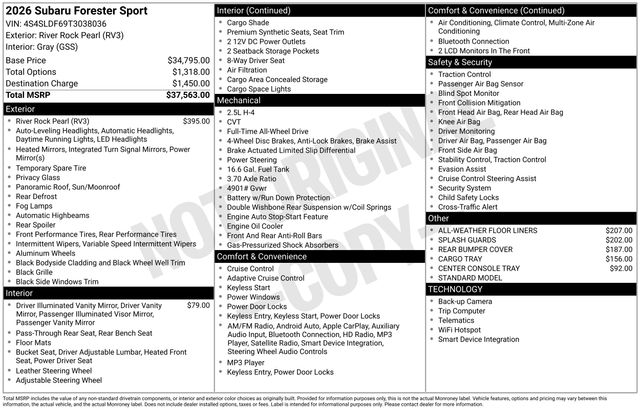 2026 Subaru Forester Sport -
                  Yorkville, NY
