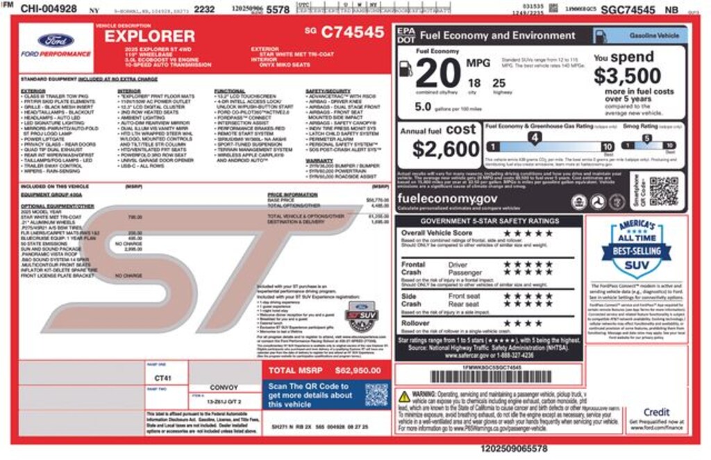 New 2025 Ford Explorer ST SUV