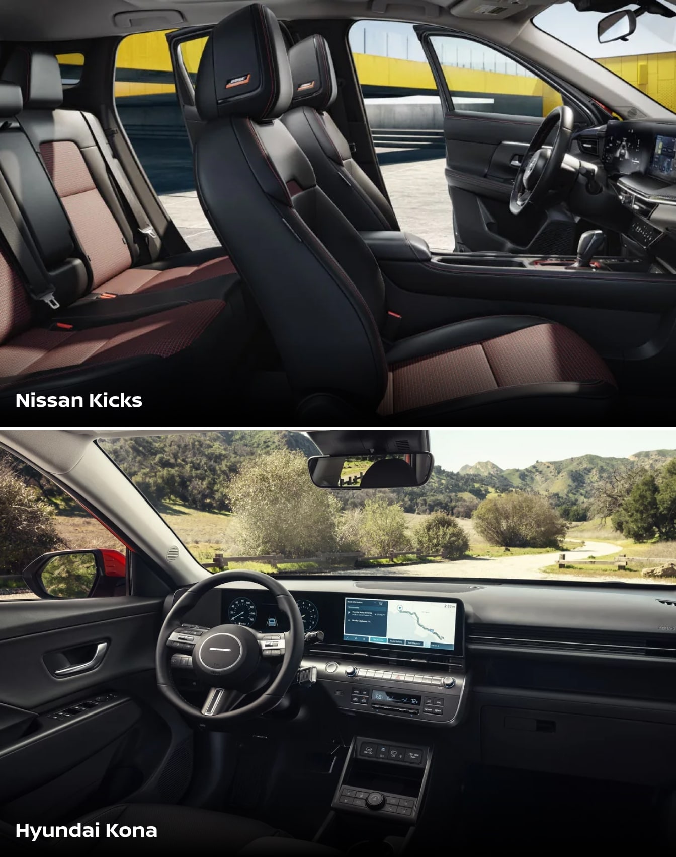 Hyundai Kona vs. Nissan Kicks Comparison: Interior Features