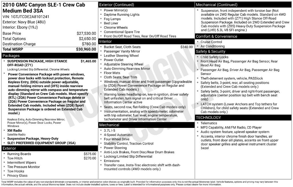 Used 2010 GMC Canyon SLE1 Truck
