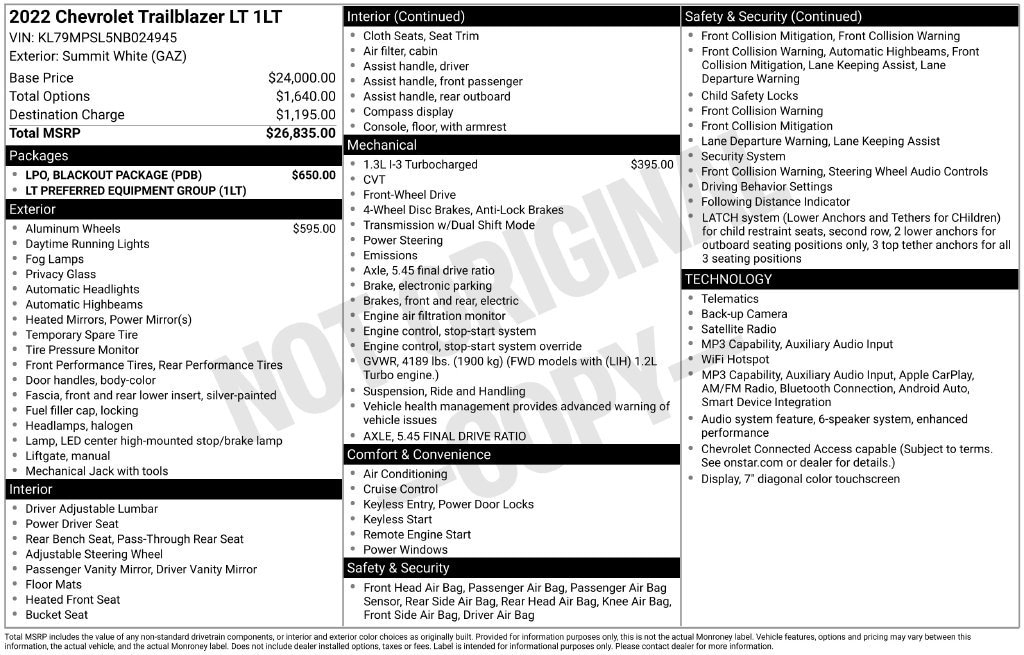 Used 2022 Chevrolet Trailblazer LT SUV