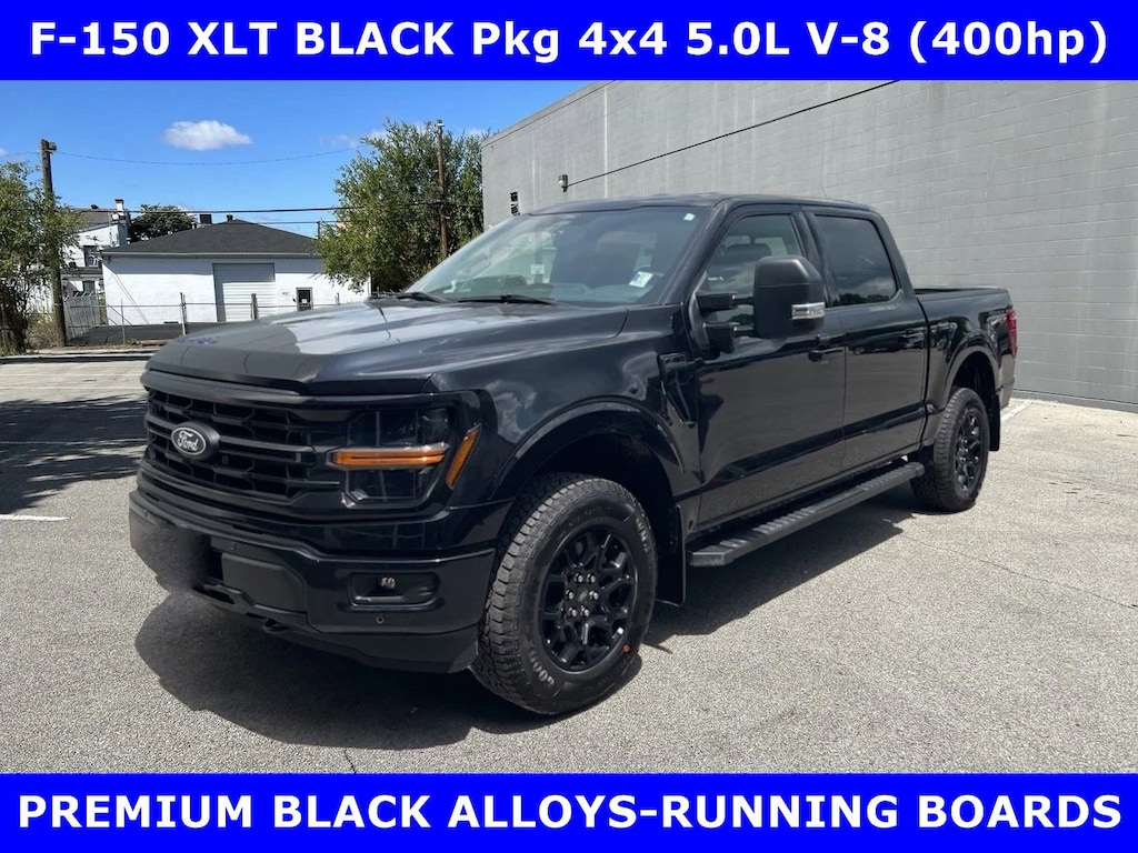 New 2025 Ford F-150 XLT BLACK Pkg 4X4 5.0L V8 (400hp) w/BLACK ALLOYS Crew Cab Pickup