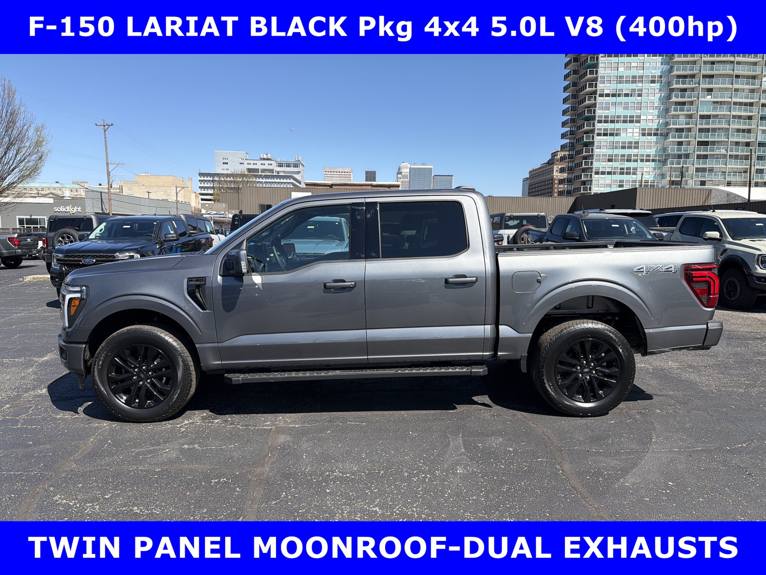 2026 Ford F-150 LARIAT BLACK Pkg 4x4 5.0L V8 (400hp) w/MOON-20in ALLOYS Crew Cab Pickup