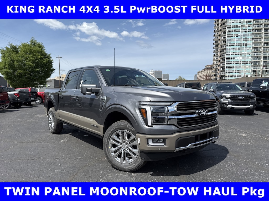 New 2025 Ford F-150 King Ranch 4x4 3.5L Full Hybrid w/Twin Panel Roof-Tow Crew Cab Pickup