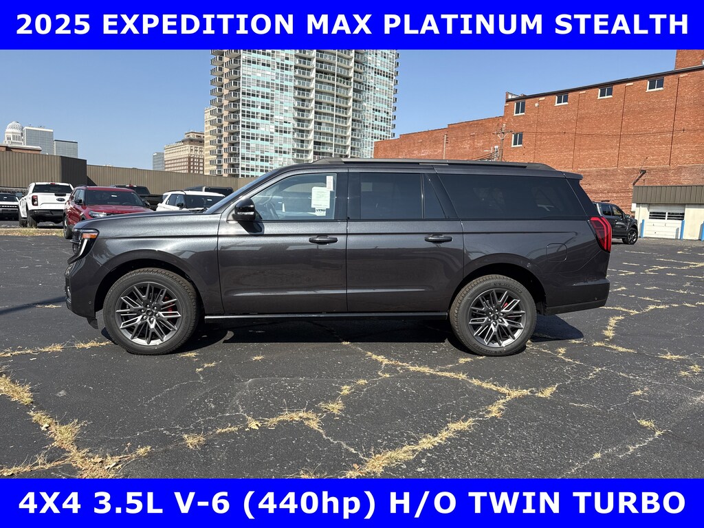 New 2025 Ford Expedition Max PLATINUM STEALTH 3.5L H.O. (440hp) w/MOON-22in ALLOYS Sport Utility