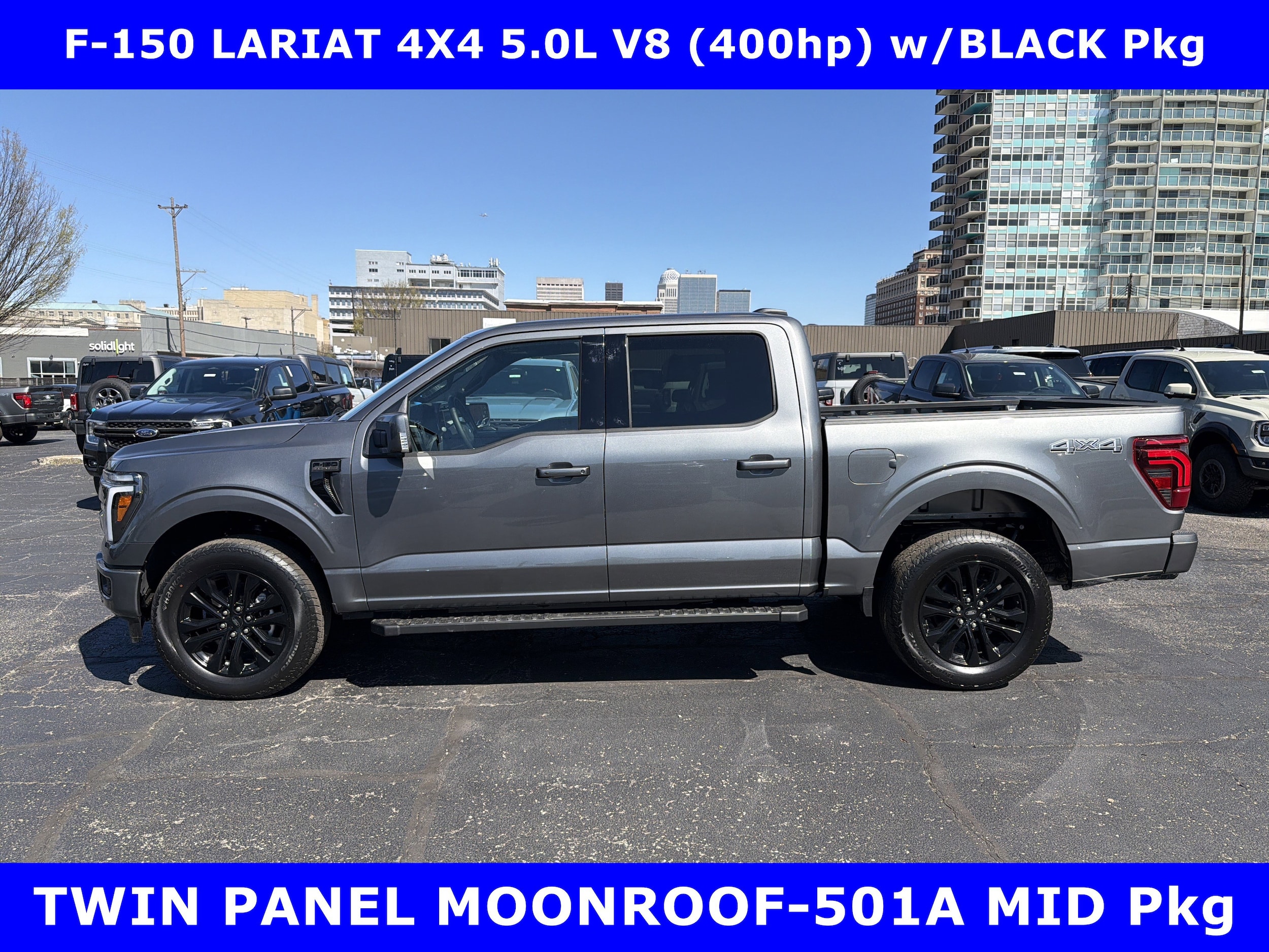 2026 Ford F-150 Lariat 4x4 5.0L V8 (400hp) w/Pwr Moon-Black Pkg Crew Cab Pickup