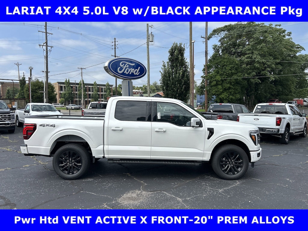 New 2025 Ford F-150 LARIAT BLACK Pkg 4x4 5.0L V-8 w/20in ALLOYS PICKU