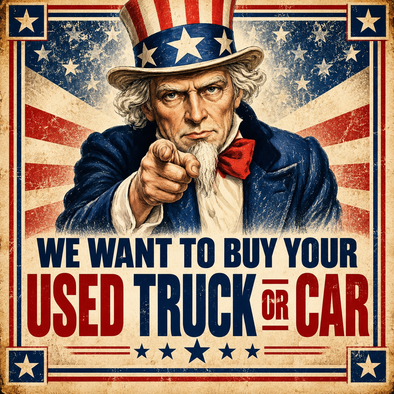 Uncle Sam wants to buy your used truck or car at Dralle Chevrolet Watseka