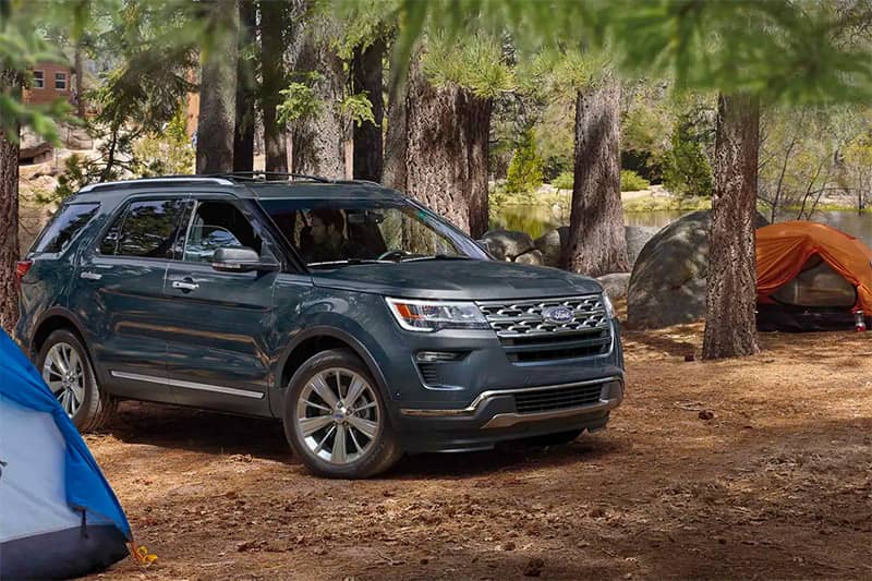 2019 Ford Explorer at campsite with tents