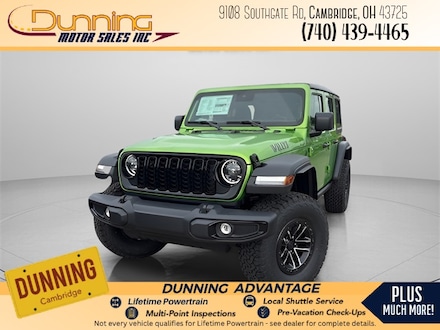 New 2025 Jeep Wrangler 4-DOOR WILLYS Sport Utility for sale or lease in Cambridge, OH