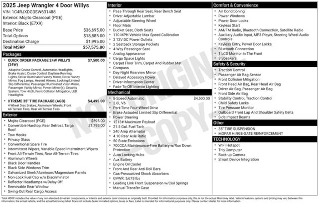 New 2025 Jeep Wrangler 4-DOOR WILLYS Sport Utility