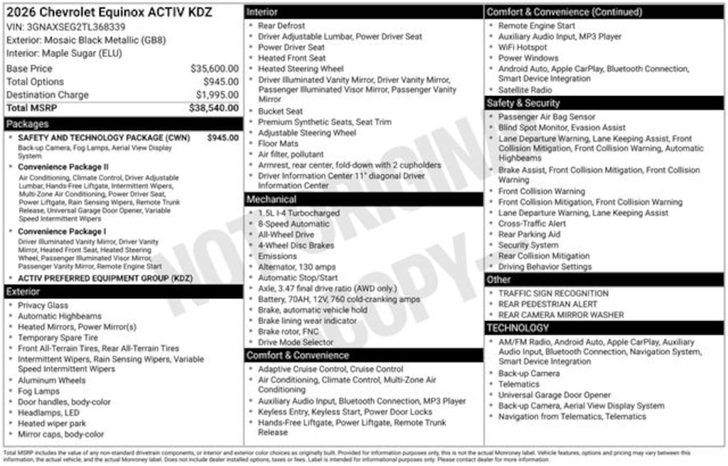 New 2026 Chevrolet Equinox ACTIV SUV