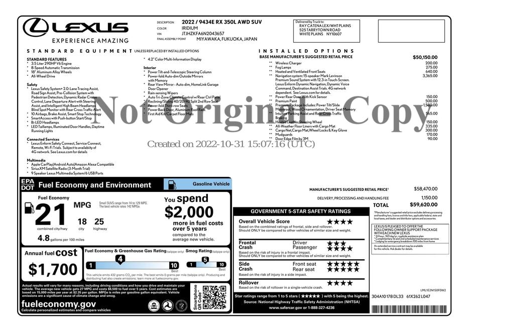 Used 2022 Lexus RX 350L SUV